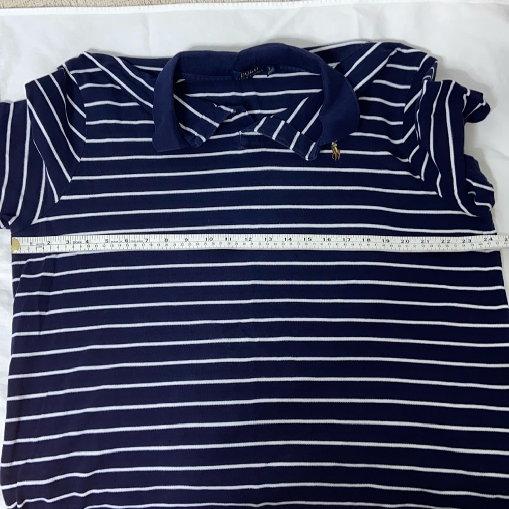 2/40$ Men’s Ralph‎ Lauren white & Navy blue striped knit cotton polo Sz XL - Picture 5 of 11
